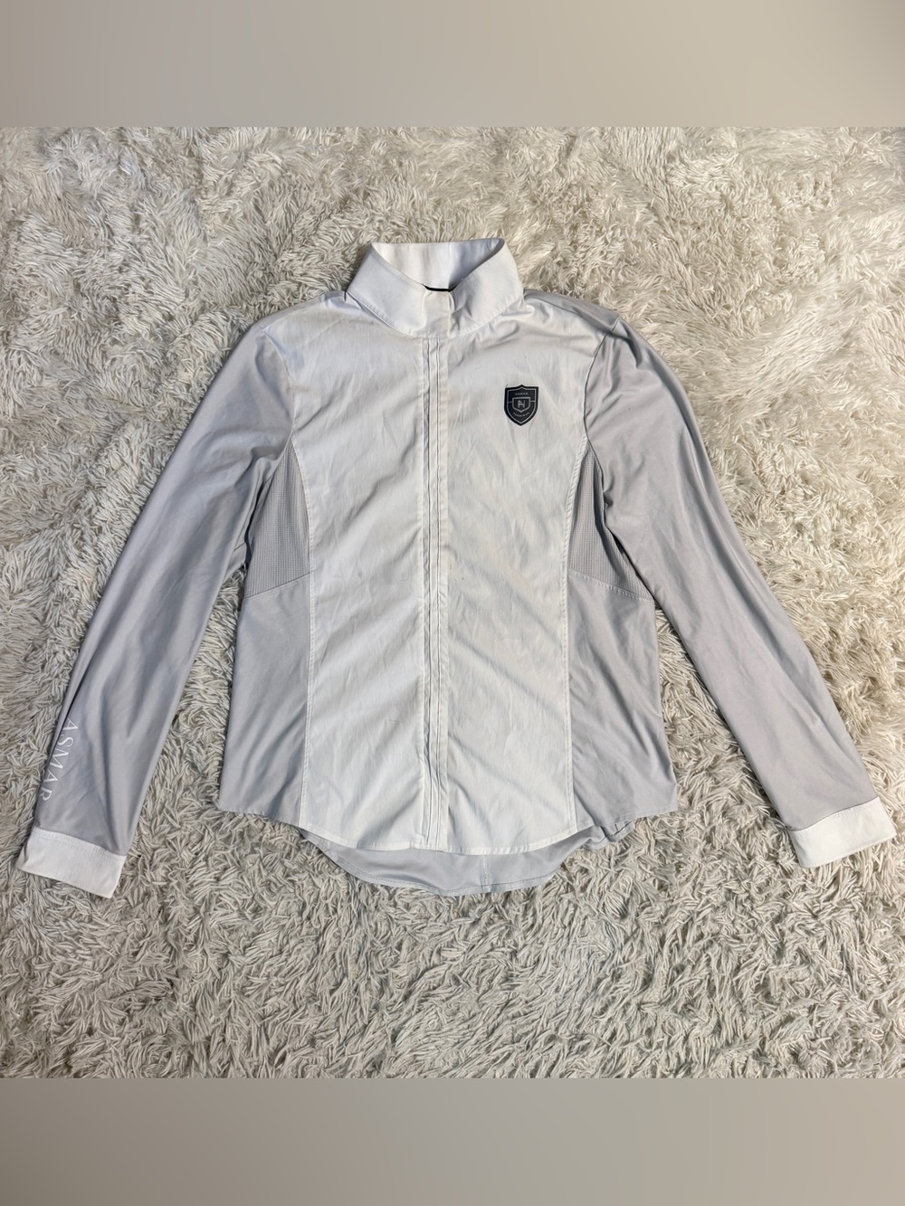 Women’s Size 2XL White/Grey Noel Asmar Long Sleeve Horseback Riding Show Shirt